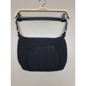 Black Crochet Shoulder Hobo Style Women's Bag Handbag Purse‎